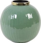 EXCLUSIEVE VAAS OUD GROEN / GRIJSGROEN - Light & Living vaas - Vaas groot - Grote vaas - Hoge vaas - Vaas oud groen - Oud groene vaas - Oud groene bloemenvaas - Vaas Hubei Ø26x26 cm