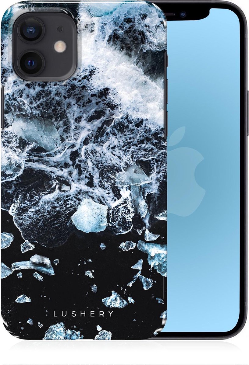 Lushery Hoesje - geschikt voor iPhone 12 Mini - Fashion Back Case Hoesje - Crushing Waves