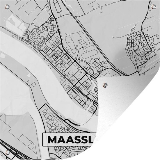 Posters de jardin Plan de la ville - Maassluis - Grijs - Wit - 50x50 cm - Carte - Toile de jardin - Affiche extérieure