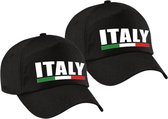 2x stuks italy supporters pet zwart voor dames en heren - Italie landen baseball cap - supporters kleding