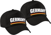 4x stuks germany supporters pet zwart voor dames en heren - volwassenen - Duitsland thema baseball cap - supporter kleding