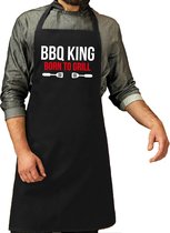 Bbq king born to grill barbecue schort / keukenschort zwart heren