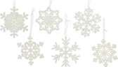 18x Kersthangers/kerstornamenten witte sneeuwvlokken 10 cm - Kerstboomversiering - Kerstversiering hangers