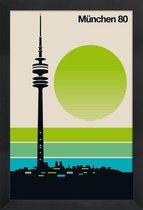 JUNIQE - Poster met houten lijst Vintage München 80 -13x18 /Groen &