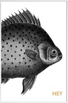 JUNIQE - Poster in kunststof lijst Hey Fish -20x30 /Wit & Zwart