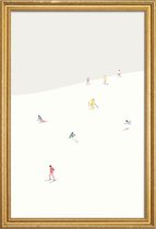 JUNIQE - Poster met houten lijst Skibakken -13x18 /Bruin & Ivoor
