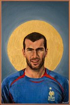 JUNIQE - Poster met kunststof lijst Football Icon - Zinedine Zidane