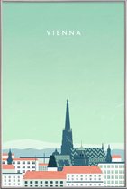 JUNIQE - Poster met kunststof lijst Wenen - retro -40x60 /Blauw