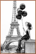 JUNIQE - Poster met kunststof lijst Black Balloons -40x60 /Grijs & Wit