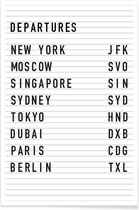 JUNIQE - Poster Departure New York -30x45 /Wit & Zwart