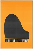 JUNIQE - Poster in kunststof lijst Grand Piano -30x45 /Grijs & Oranje