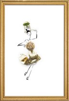 JUNIQE - Poster met houten lijst Champagne -20x30 /Grijs & Wit