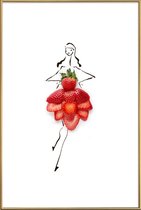 JUNIQE - Poster met kunststof lijst Strawberries -40x60 /Rood & Wit