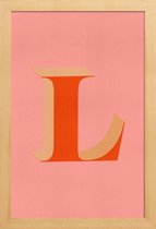 JUNIQE - Poster met houten lijst Red L -13x18 /Rood & Roze