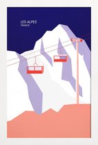JUNIQE - Poster in houten lijst Les Alpes -40x60 /Blauw & Grijs
