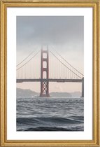 JUNIQE - Poster met houten lijst Golden Gate Bridge -20x30 /Grijs