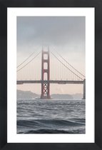 JUNIQE - Poster in houten lijst Golden Gate Bridge -40x60 /Grijs
