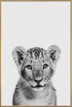 JUNIQE - Poster met kunststof lijst Lion Cub II Classic -40x60 /Wit &