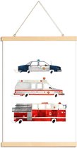 JUNIQE - Posterhanger Sirens on the Road -30x45 /Rood & Wit