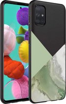 iMoshion Design voor de Samsung Galaxy A71 hoesje - Marmer - Groen / Zwart