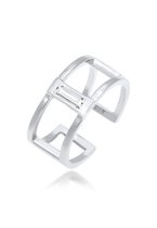 Elli Dames Ring Dames Open Geo Minimaal met kristallen van verguld 925 Sterling Zilver