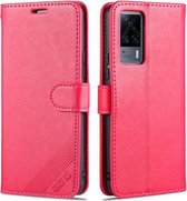 Voor vivo S9e AZNS Schapenvacht Textuur Horizontale Flip Lederen Case met Houder & Kaartsleuven & Portemonnee (Rood)