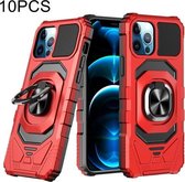 10 PCS Union Armor Magnetic PC + TPU Shockproof Case met 360 Graden Rotatie Ring Houder Voor iPhone 12 Pro Max (Rood)
