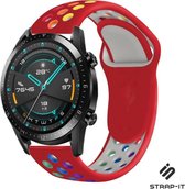 Siliconen Smartwatch bandje - Geschikt voor  Huawei Watch GT sport band - kleurrijk rood - 42mm - Strap-it Horlogeband / Polsband / Armband