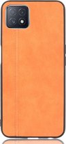 OPPO A73 5G Hoesje - Mobigear - Stitch Serie - Kunstlederen Backcover - Oranje - Hoesje Geschikt Voor OPPO A73 5G