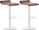 Clp Dyn V2 Set van 2 barkrukken - Kunstleer - Bruin - Kleur onderstel : Wit