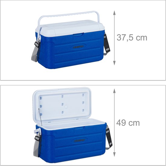koelbox - 20 l - 29 x 52,5 x 26,5 cm - onderweg - schouderband en handvat - niet elektrisch van Merkloos — afbeelding 4