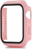 Hoesje geschikt voor Apple Watch 42MM - Hardcase - Screenprotector - Kunststof - Roze