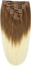 Remy Human Hair extensions Double Weft straight 18 - bruin / blond T6/613#