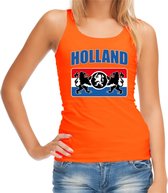 Oranje fan tanktop voor dames - Holland met een Nederlands wapen - Nederland supporter - EK/ WK kleding / outfit L