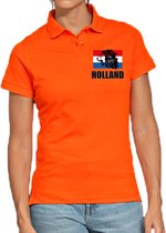 Oranje fan poloshirt voor dames - met leeuw en vlag op borstkas - Holland / Nederland supporter - EK/ WK shirt / outfit L