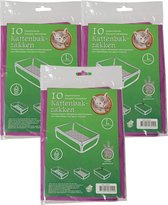 30x stuks bio kattenbak afvalzakken lavendel 50 x 20 x 37 cm - Kattenbakzakken