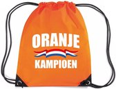 Oranje kampioen rugzakje - nylon sporttas oranje met rijgkoord - Nederland supporter - EK/ WK voetbal / Koningsdag