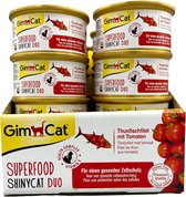 Gimcat Superfood Shinycat Duo 70 g - Nourriture pour Chats - 24 x Filet de Thon & Tomate