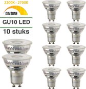 GU10 LED lamp - 10-pack - 5.5W - 2200K-2700K dimbaar - 50° stralingshoek