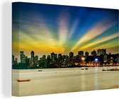Canvas Schilderij De kleurrijke skyline van Bombay - 90x60 cm - Wanddecoratie