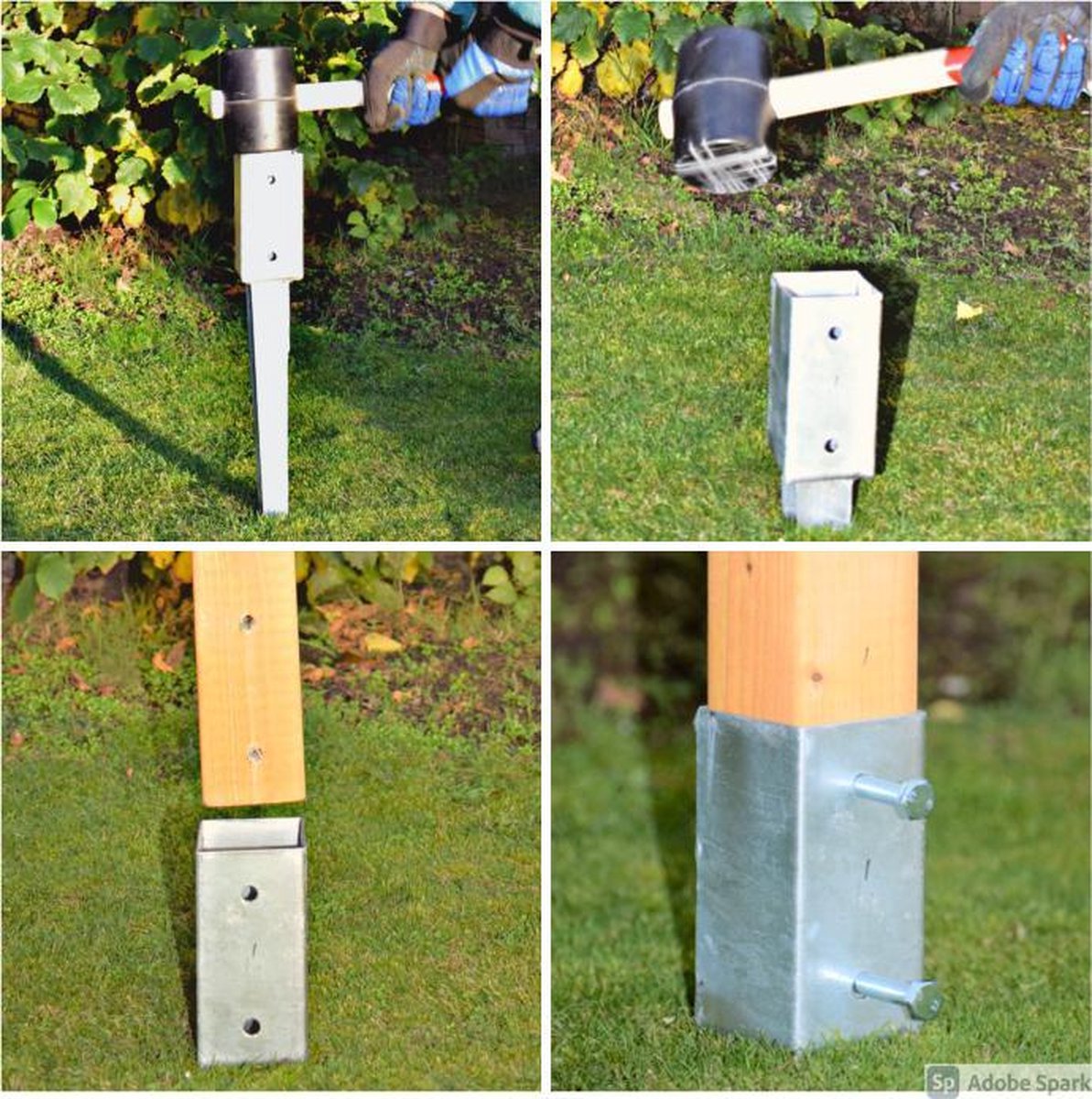 reactie lus geest Set of 4 PC's Post supports with spike 71x71x900 mm HDG | bol.com