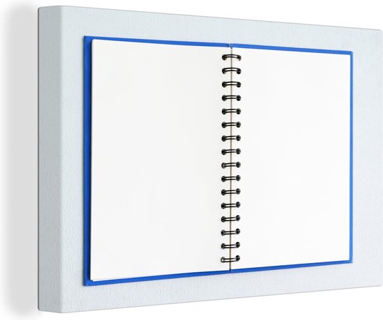 Canvas Schilderij Een lege agenda met een ringband op een lichtblauwe  achtergrond -... | bol.com