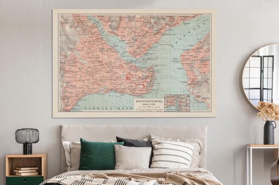 Peintures sur Toile - Vintage - Carte - Couleurs - 150x100 cm - Décoration murale