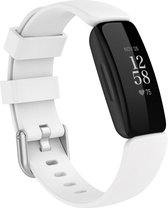 By Qubix Geschikt voor Fitbit Inspire 2 & Ace 3 - Sportbandje met gesp - Maat: Large - Wit Smartwatchbandje bandje Armband Polsband Strap Band