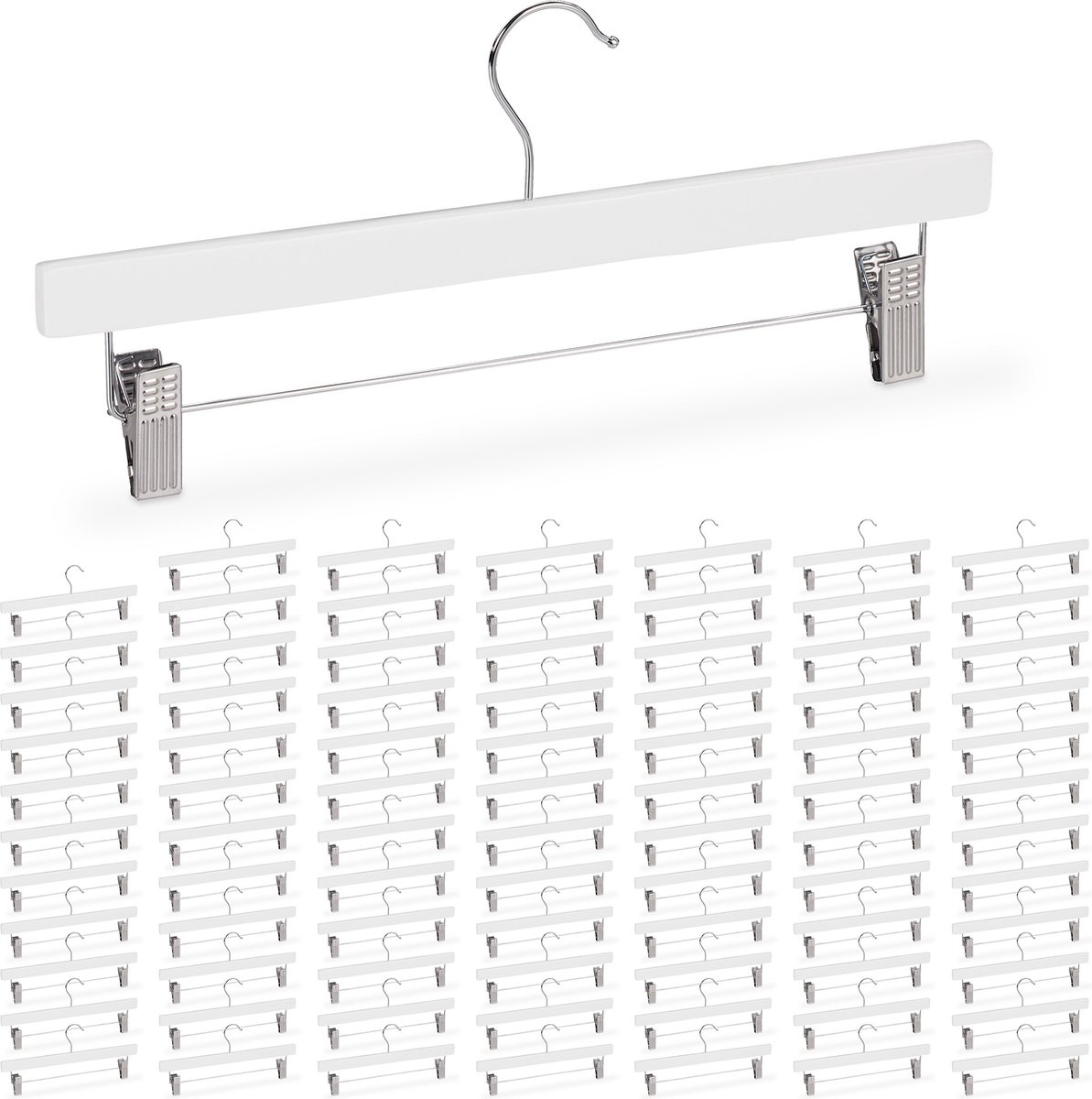 84x broekhangers met knijpers - kleerhangers met klemmen - broekenklem - wit