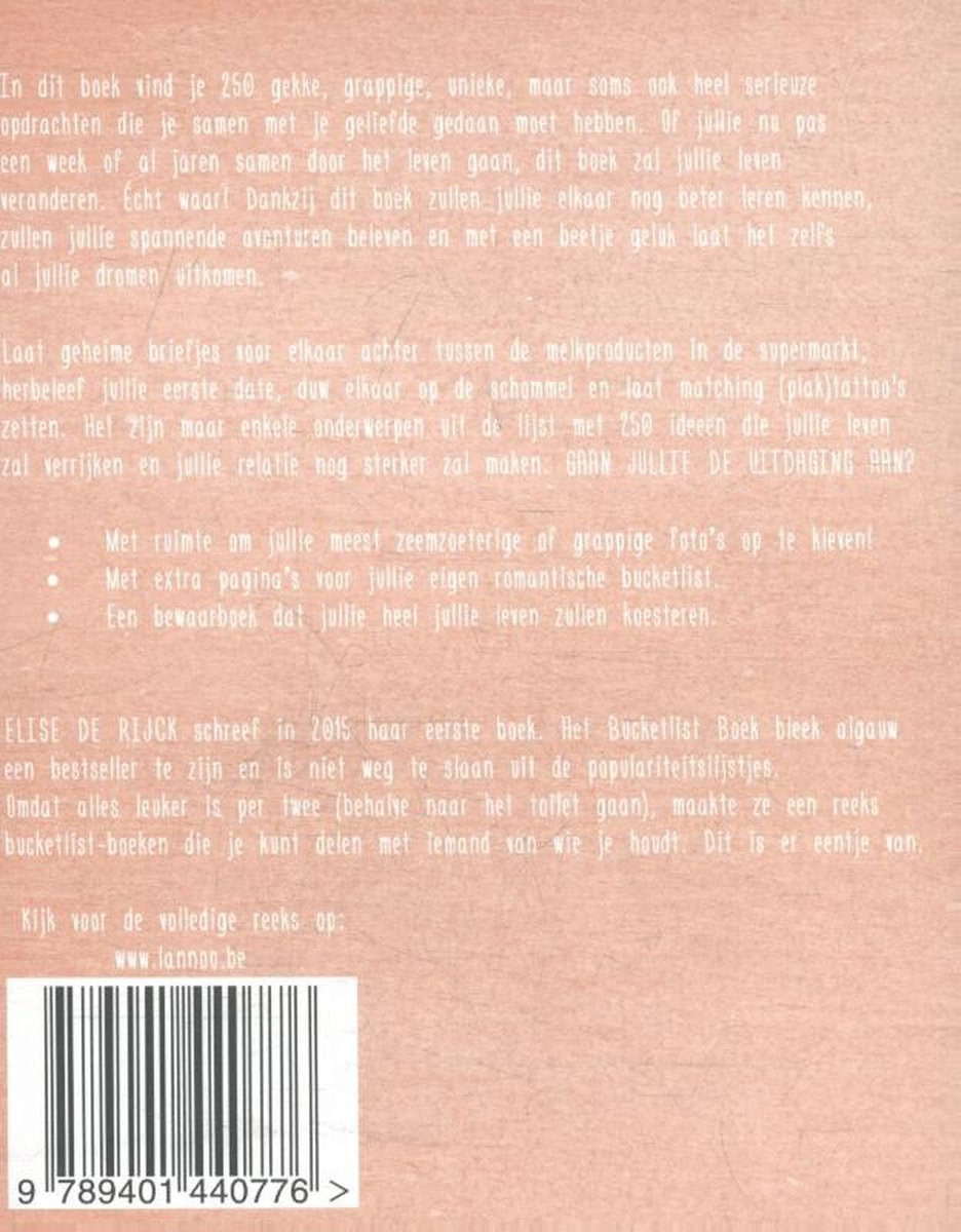 Het Bucketlist boek voor koppels - back cover
