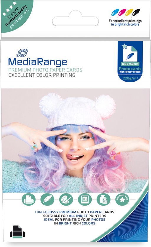 MediaRange Fotopapier Glans | 10x15 | 220 gr/m² 50 vellen (Origineel)