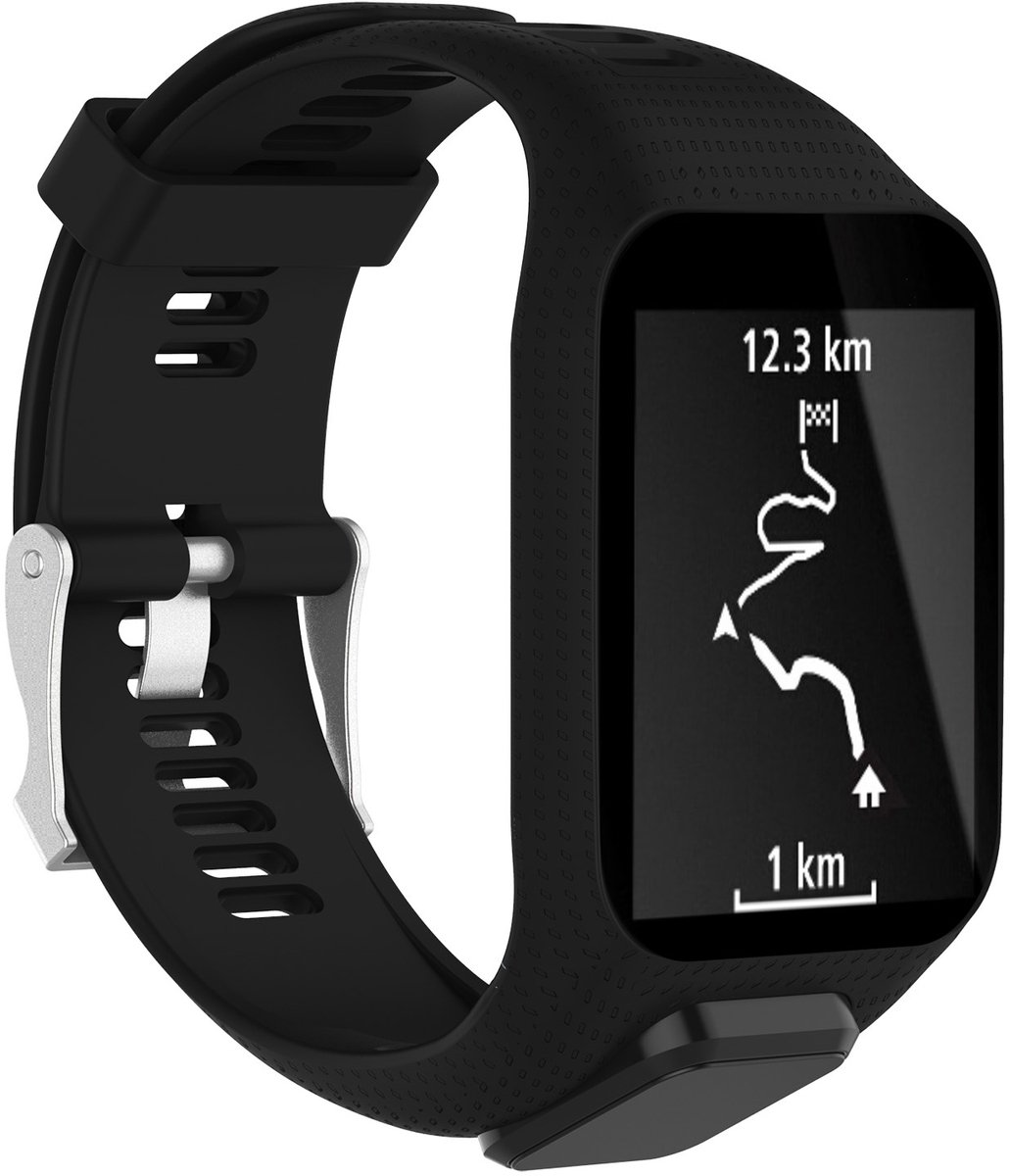 123watches sport gesp band - zwart - Geschikt voor TomTom Runner / Spark / Adventurer