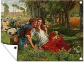 Tuinschilderij De herder - Schilderij van William Holman Hunt - 80x60 cm - Tuinposter - Tuindoek - Buitenposter