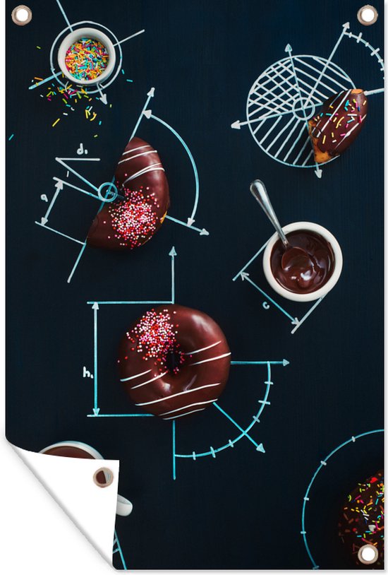 Foto: Tuinposters buiten meetkunde met donuts 60x90 cm tuindoek buitenposter